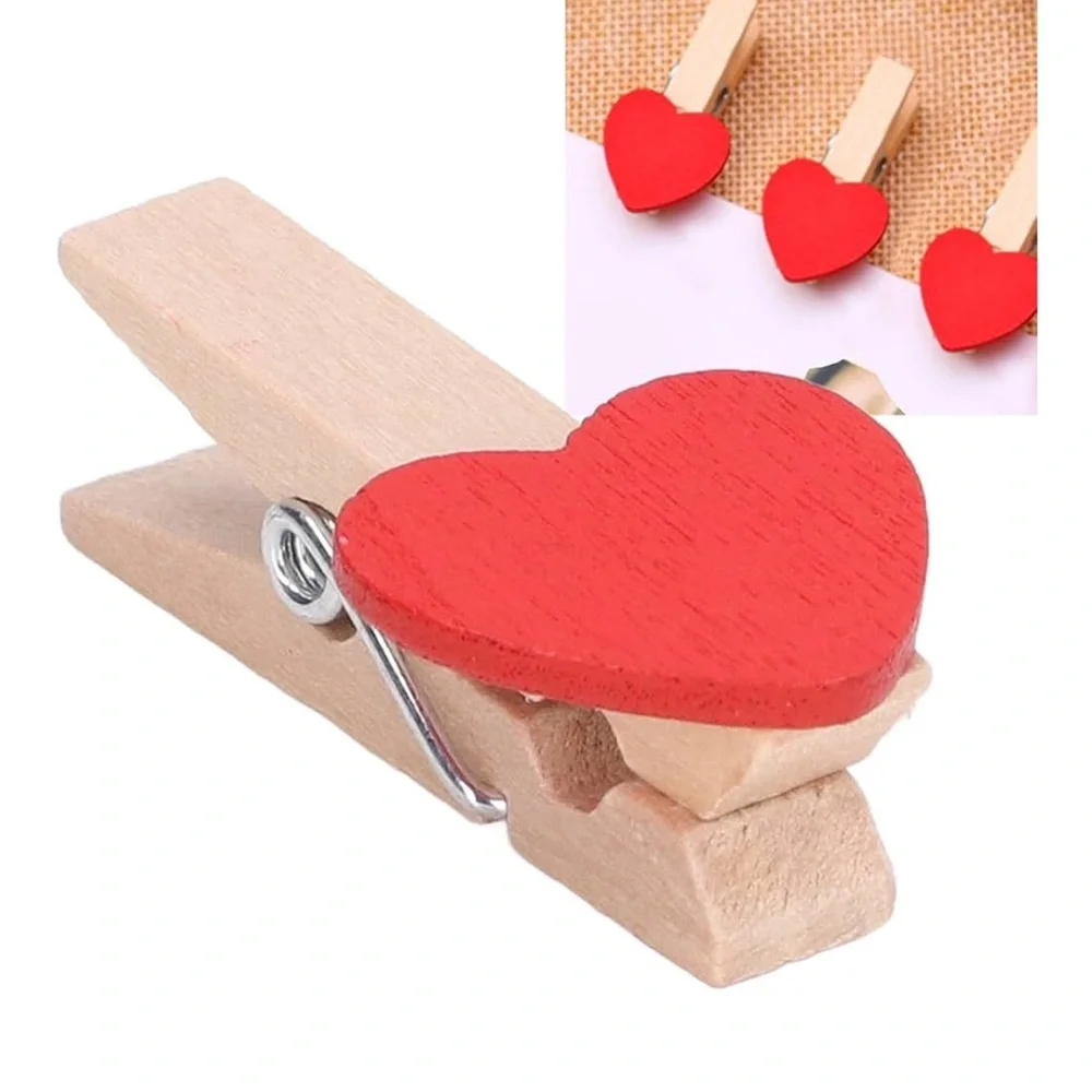 🌼$5🌼Red Heart Wooden Clothespins for Party Decor